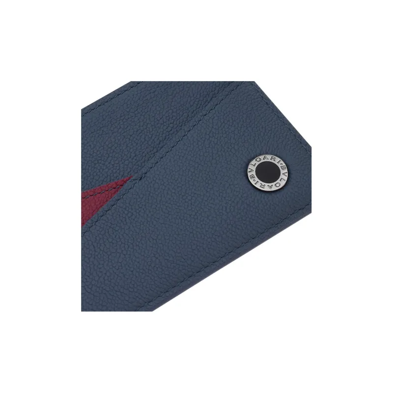 BVLGARI Bvlgari Bvlgari Calfskin Card Holder Men's Blue-3
