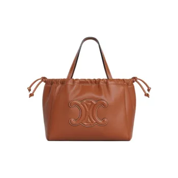 CELINE CabasTriomphe Smooth Cow Leather Shoulder Bag, Crossbody Bag, Handbag Trumpets Women's Tawny