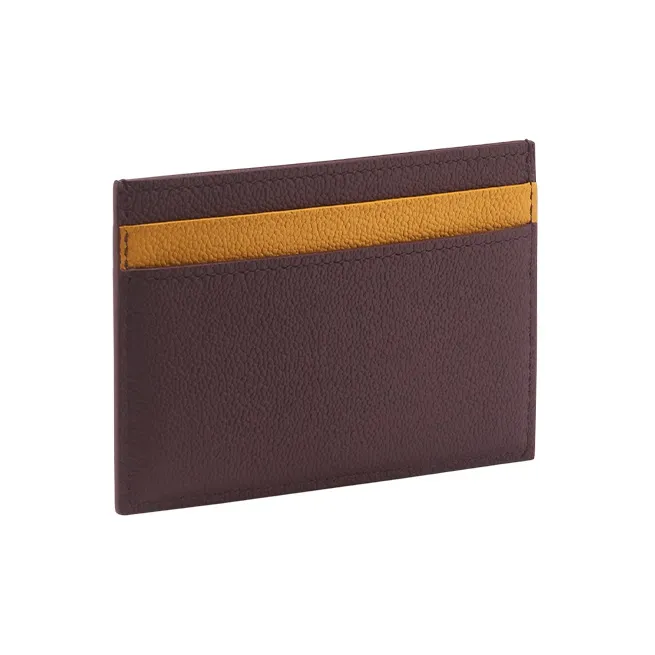 BVLGARI Calfskin Card Holder Men's Brown-1