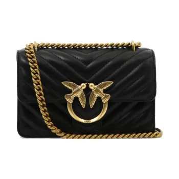 PINKO Sheepskin Shoulder Bag Crossbody Bag Women's Black