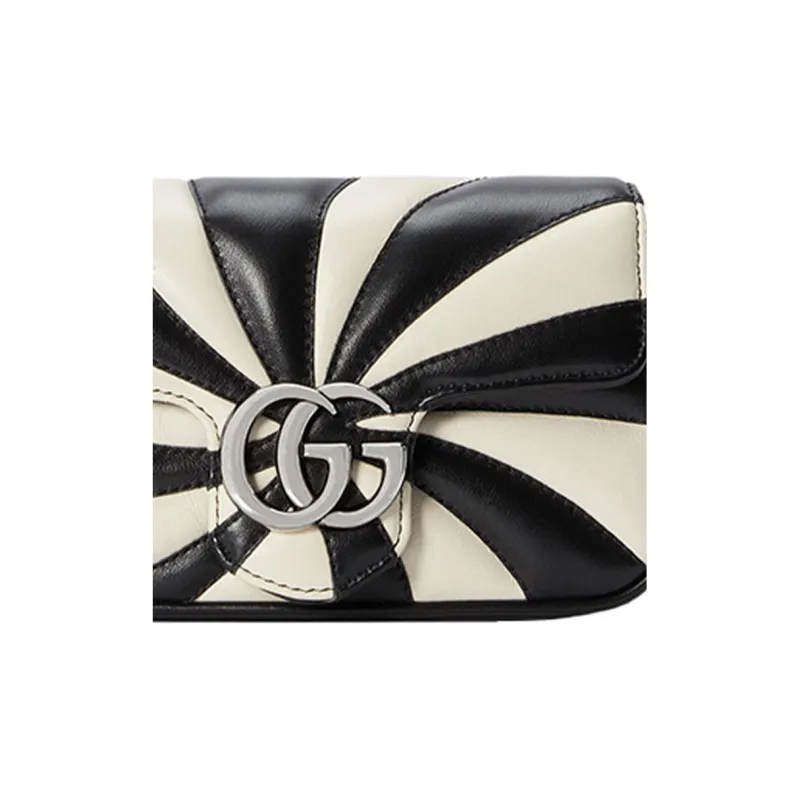 GUCCI GG Marmont Leather Sling Bag, Fanny Pack Regular Women's Black/White-10