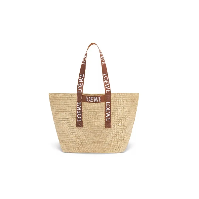 LOEWE Fold Shopper In Raffia Natural/Tan-3