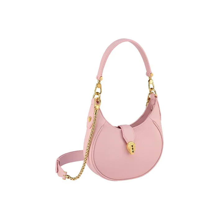 BVLGARI Serpenti Ellipse Calfskin Handbag, Shoulder Bag, Crossbody Bag Women's Pink-1