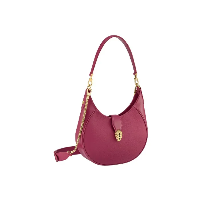 BVLGARI Serpenti Ellipse Calfskin Portable Crossbody Bag, Shoulder Bag Medium Size Women's Red-1