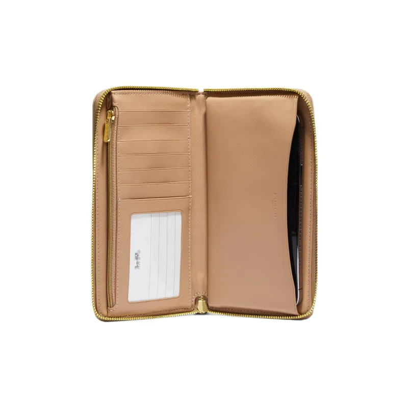 COACH Dempsey Jacquard With Pebbled Leather Card Holder, Wallet Women's Khaki-1