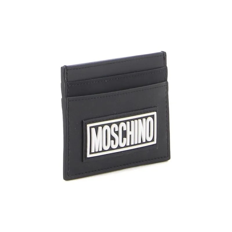 MOSCHINO Leather Card Holder Men's Black-1