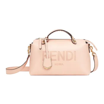FENDI Calfskin Boston Bag, Shoulder Bag, Crossbody Bag, Handbag Medium Size Women's Light Pink