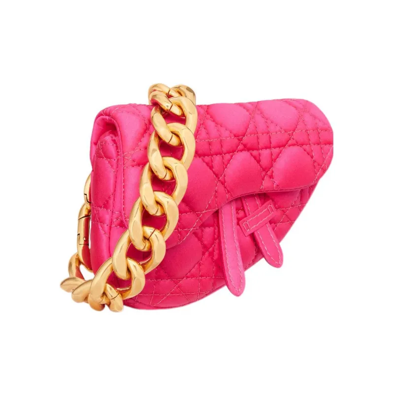 DIOR Satin Saddle Bag Handbag Extra Mini Women's Pink-1