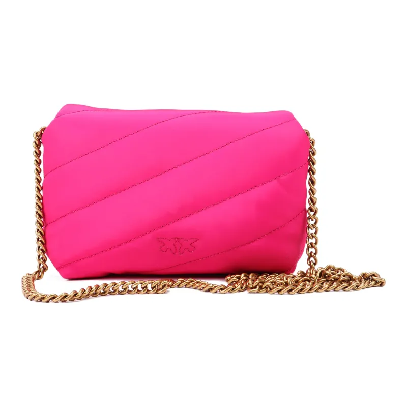PINKO Puff Calfskin With Nylon Flying Bird Swallow Bag Crossbody Bag Shoulder Bag Women's Pink-3