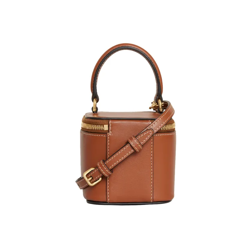 CELINE Smooth Cow Leather Makeup Case, Shoulder Bag, Crossbody Bag, Handbag Mini Women's Tawny-3