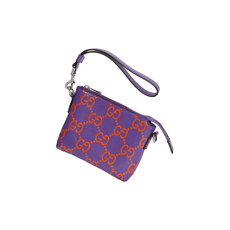 GUCCI Leather Messenger Bag Portable Crossbody Bag Shoulder Bag Men's Purple-2