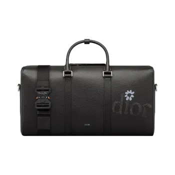 DIOR Lingot Grained Calfskin One Shoulder Crossbody Portable Travel Bag Men's Black