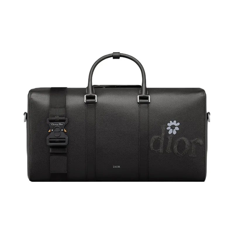 DIOR Lingot Grained Calfskin One Shoulder Crossbody Portable Travel Bag Men's Black-0