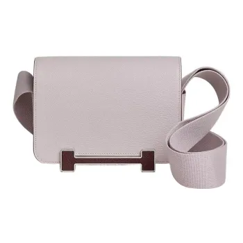 HERMES Geta Mysore Goat Skin Wooden Sandal Bag Shoulder Bag Crossbody Bag Women's Light Purple/Saddle Red