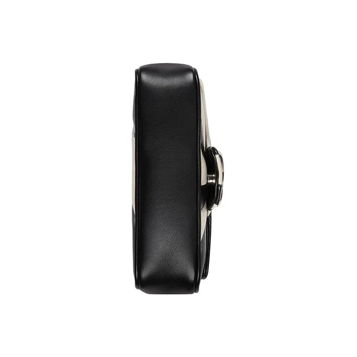 GUCCI GG Marmont Leather Sling Bag, Fanny Pack Regular Women's Black/White-6