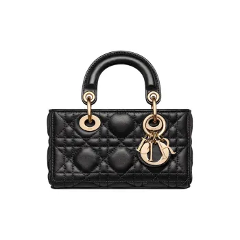 DIOR Lady D JOY Lambskin Dior Bag Shoulder Bag Crossbody Bag Handbag Extra Mini Women's Black