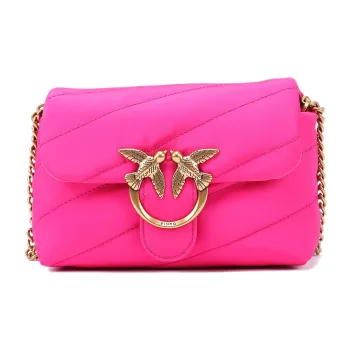 PINKO Puff Calfskin With Nylon Flying Bird Swallow Bag Crossbody Bag Shoulder Bag Women's Pink