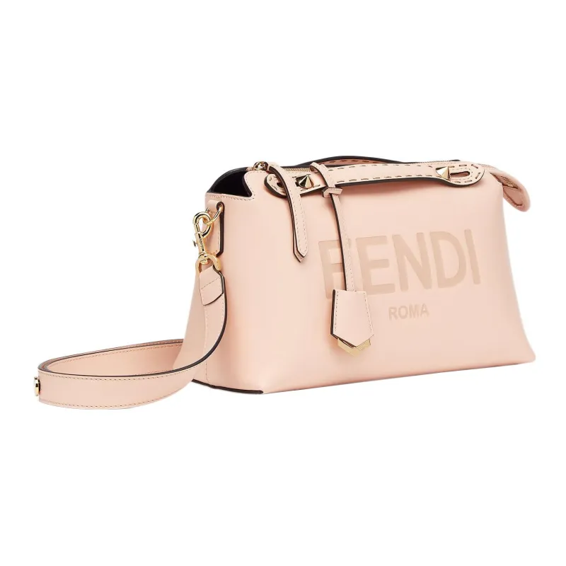FENDI Calfskin Boston Bag, Shoulder Bag, Crossbody Bag, Handbag Medium Size Women's Light Pink-1