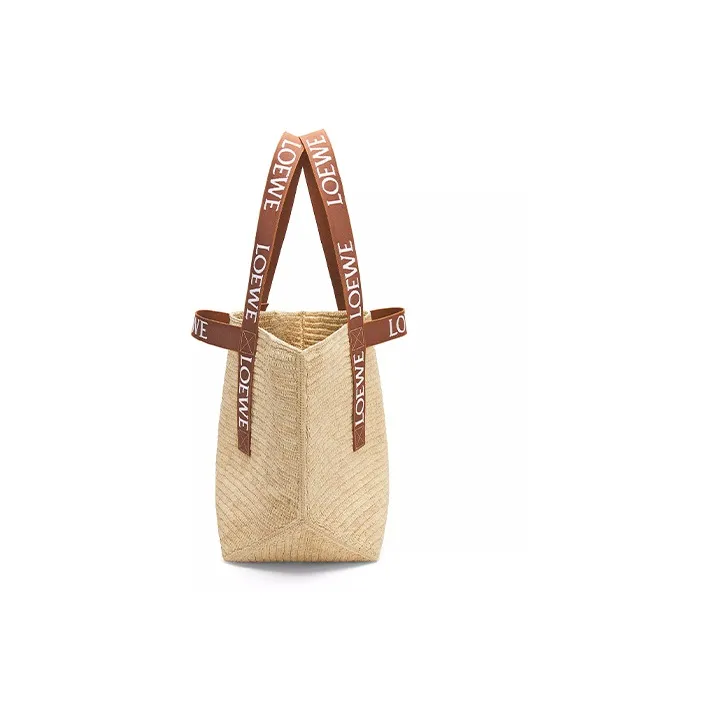 LOEWE Fold Shopper In Raffia Natural/Tan-2