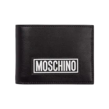 MOSCHINO Leather Card Holder Wallet Men's Black