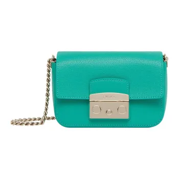 Furla Metropolis Collection Textured Calfskin Shoulder Bag Crossbody Bag Mini Women's Green