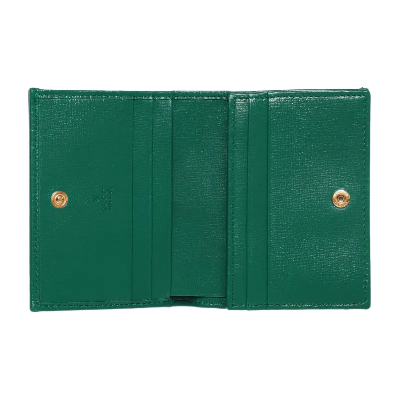 GUCCI Horsebit 1955 Leather Card Holder Wallet Women's Green-3