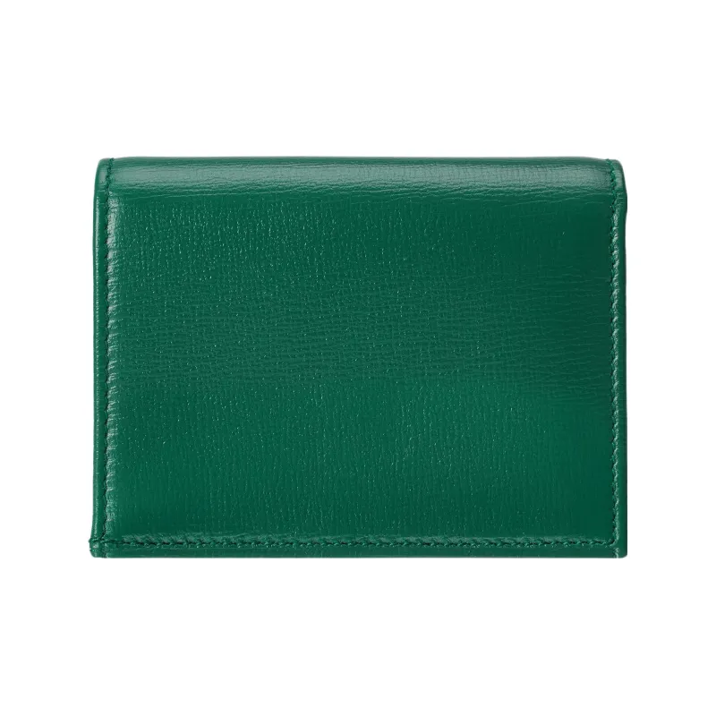 GUCCI Horsebit 1955 Leather Card Holder Wallet Women's Green-2
