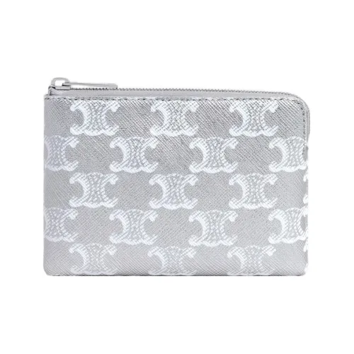 CELINE Canvas Coin Card Holder Men's Silver/White