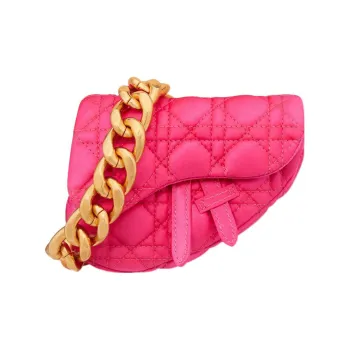 DIOR Satin Saddle Bag Handbag Extra Mini Women's Pink