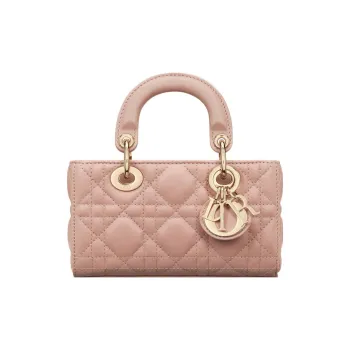 DIOR Lady D JOY Wicker Pattern Sheepskin Lady Dior Bag Shoulder Bag Crossbody Bag Handbag Extra Mini Women's Rose Pink