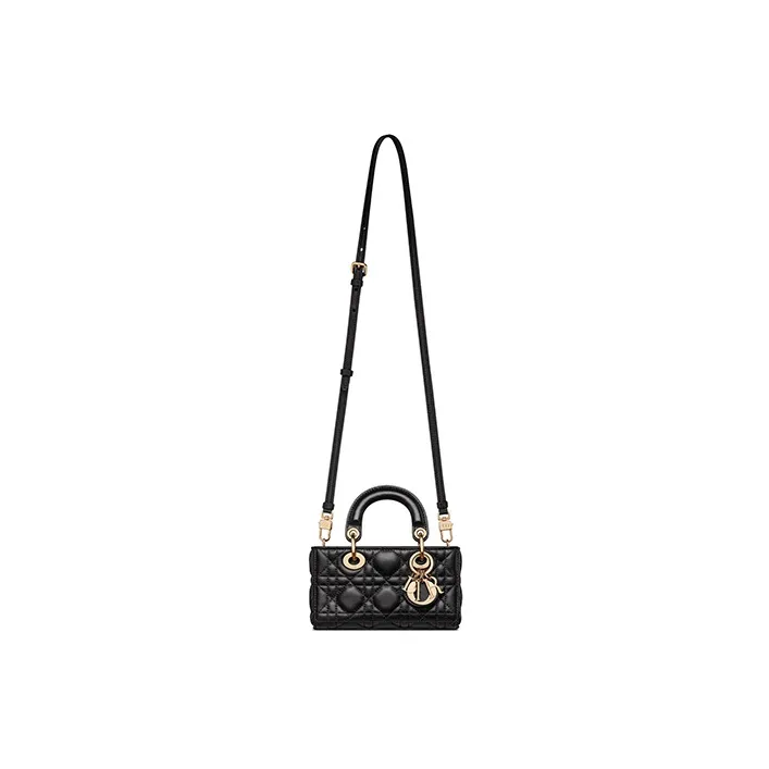 DIOR Lady D JOY Lambskin Lady Dior Bag, Shoulder Bag, Crossbody Bag, Handbag Extra Mini Women's Black-2