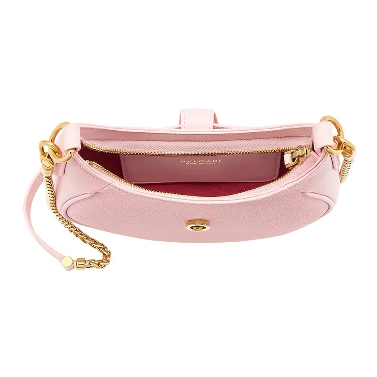 BVLGARI Serpenti Ellipse Calfskin Handbag, Shoulder Bag, Crossbody Bag Women's Pink-3