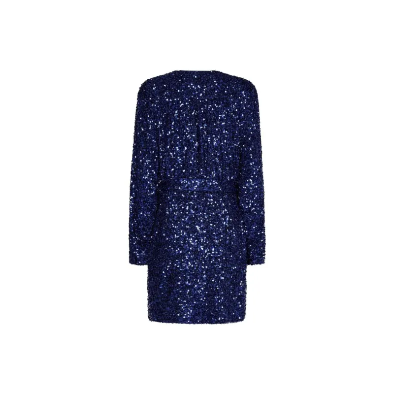 Rotate Sequined Long Sleeved Wrapped Dress-1