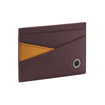 BVLGARI Calfskin Card Holder Men's Brown