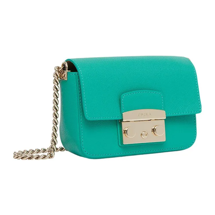 Furla Metropolis Collection Textured Calfskin Shoulder Bag Crossbody Bag Mini Women's Green-1