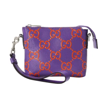 GUCCI Leather Messenger Bag Portable Crossbody Bag Shoulder Bag Men's Purple
