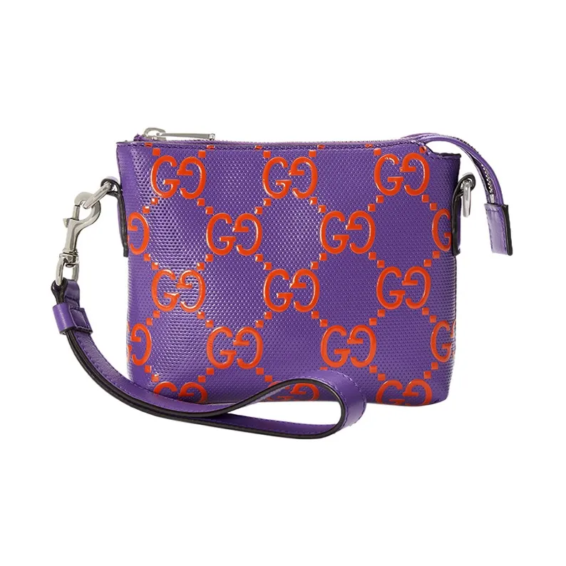 GUCCI Leather Messenger Bag Portable Crossbody Bag Shoulder Bag Men's Purple-0