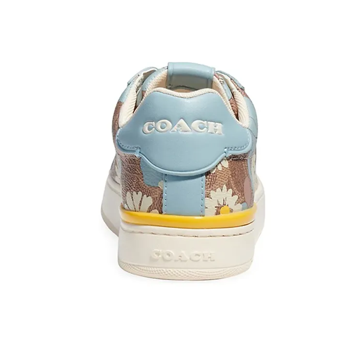 COACH Lowline Low Top Stylish Skateboarding Shoes Women's White Brown Blue-3