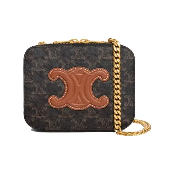 CELINE Canvas With Leather Crossbody Bag, Shoulder Bag Women's Tawny