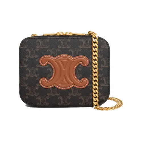CELINE Canvas With Leather Crossbody Bag, Shoulder Bag Women's Tawny