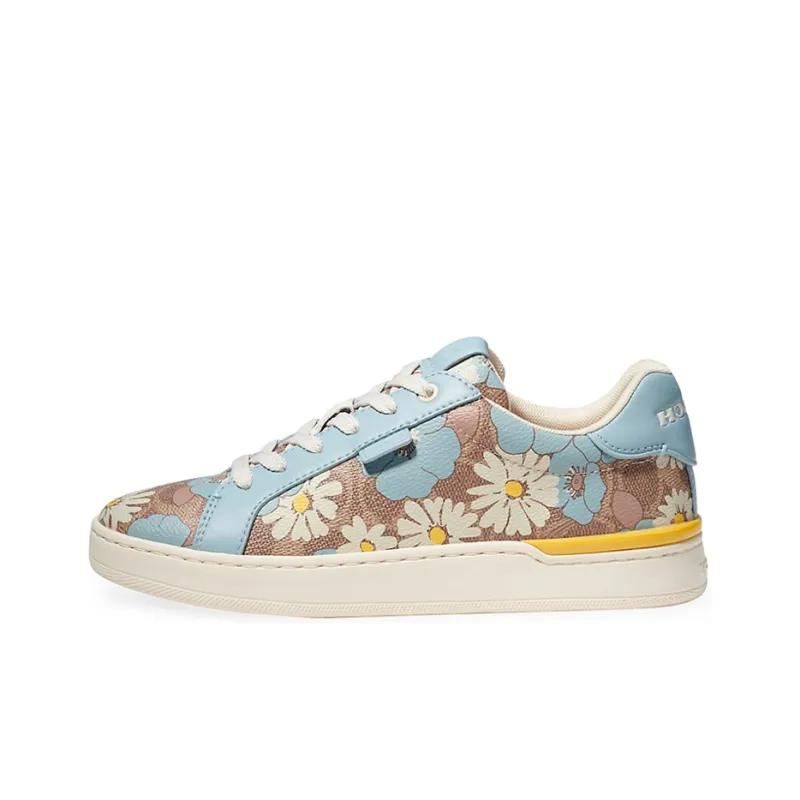 COACH Lowline Low Top Stylish Skateboarding Shoes Women's White Brown Blue-0