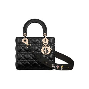 DIOR Lady DiorMy ABCDior Sheepskin Lady Dior Bag Shoulder Bag, Crossbody Bag, Handbag Small Size Women's Black