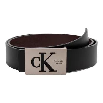 CK/Calvin Klein Logo Letter Smooth Buckle Leather Belts Men's Black