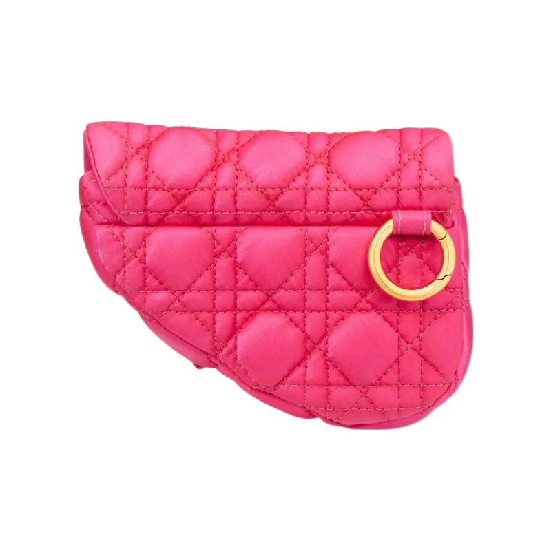 DIOR Satin Saddle Bag Handbag Extra Mini Women's Pink-2