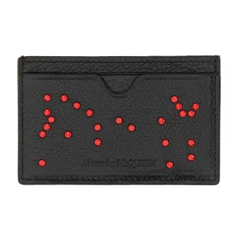 Alexander McQueen Calfskin Wallet, Card Holder Men's Black