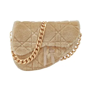 DIOR Shearling Saddle Bag Shoulder Bag Crossbody Bag Handbag Women's Brown