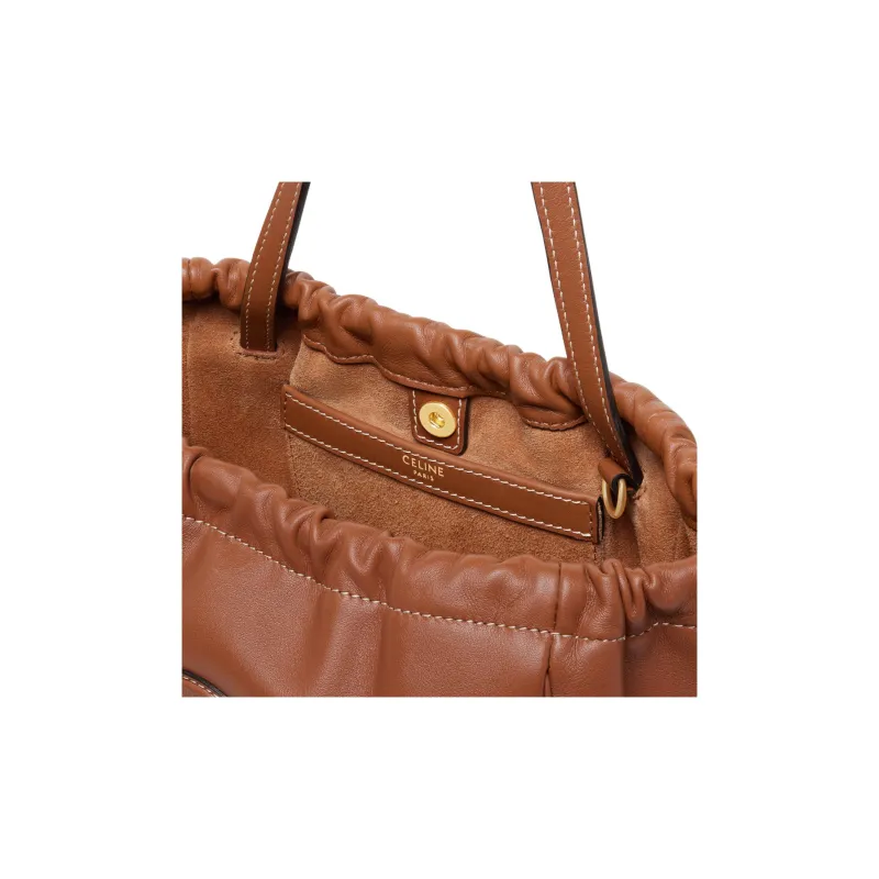 CELINE CabasTriomphe Smooth Cow Leather Shoulder Bag, Crossbody Bag, Handbag Trumpets Women's Tawny-4