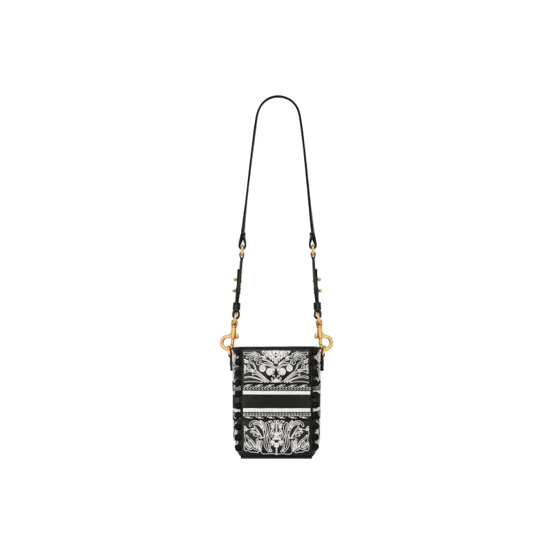 DIOR D Bubble Collection Embroidered Cow Leather Bucket Bags Crossbody Bag Shoulder Bag Women's Black-4