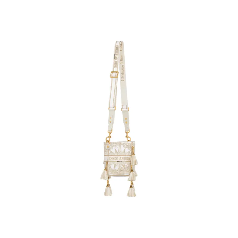 DIOR D Bubble Collection Embroidery Bucket Bag Handbag Shoulder Bag Women's Gold-1