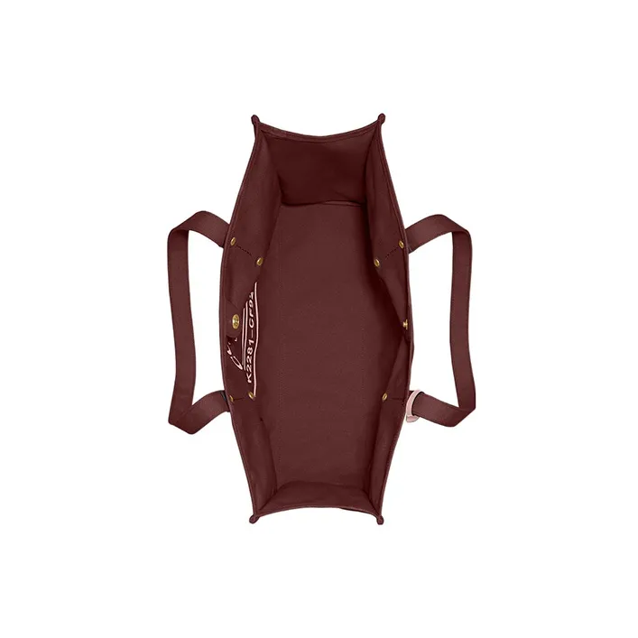 COACH Canvas With Leather Tote Bag, Shopping Bag, Canvas Bag, Handbag, Shoulder Bag Women's Burgundy-3